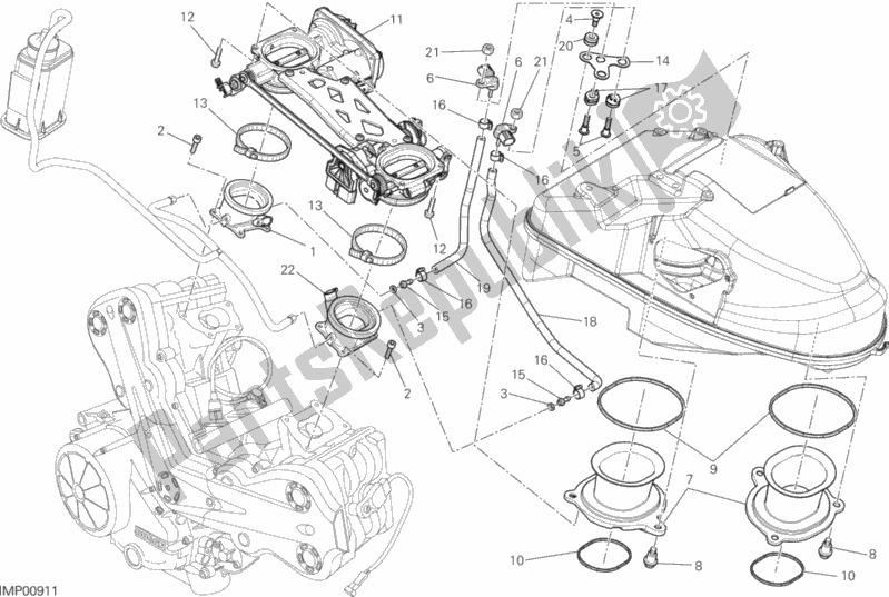 Alle onderdelen voor de Gasklephuis van de Ducati Diavel FL Brasil 1200 2015